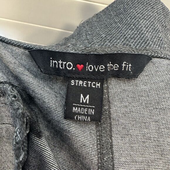 Intro Pull On Dress Pants Medium Gray Pinstripe Pockets Stretch 27"L Ankle Women - Picture 7 of 9